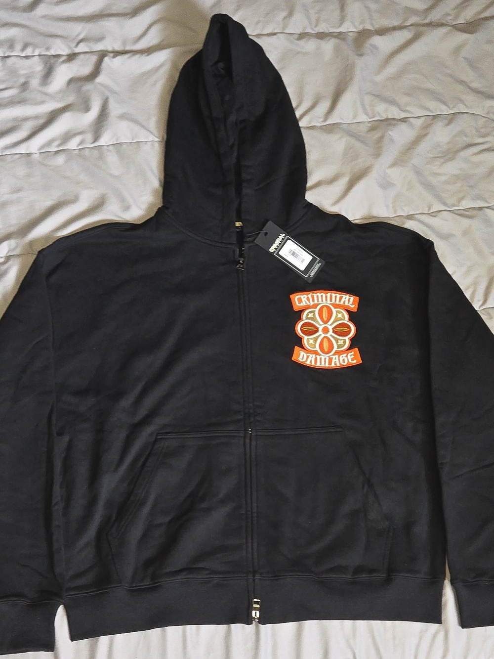 Criminal Damage Men's Embroidered Full Zip Hoodie